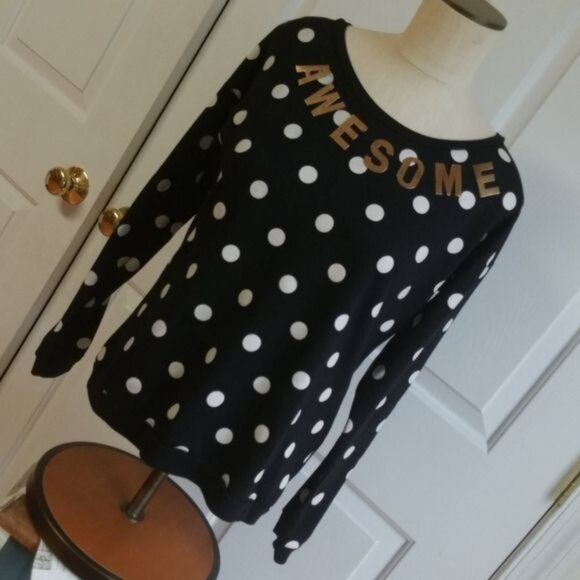 Awesome Sweater Rue21 Sweatshirt Shirt Top Polka Dots Women's Small WOMAN'S - Picture 9 of 11